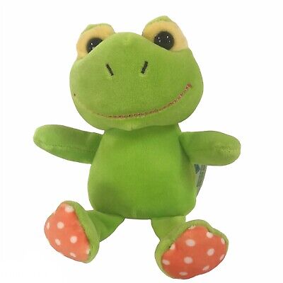 Hugfun Stuffed Animal Frog Plush Green Soft Polka Dot Smiling 6.5 Toy  Lovey Hug
