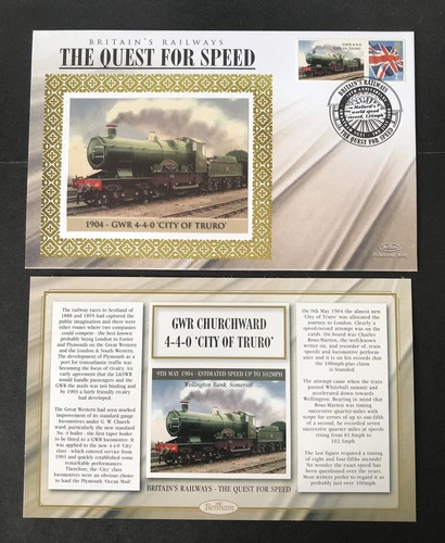 GB 2008 BENHAM LTD ED RAILWAY COVER THE QUEST FOR SPEED 1904 GWR CITY OF TRURO