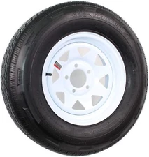 Radial Trailer Tire On Rim ST205/75R14 Load Range D 14" 5 Lug Spoke White Wheel