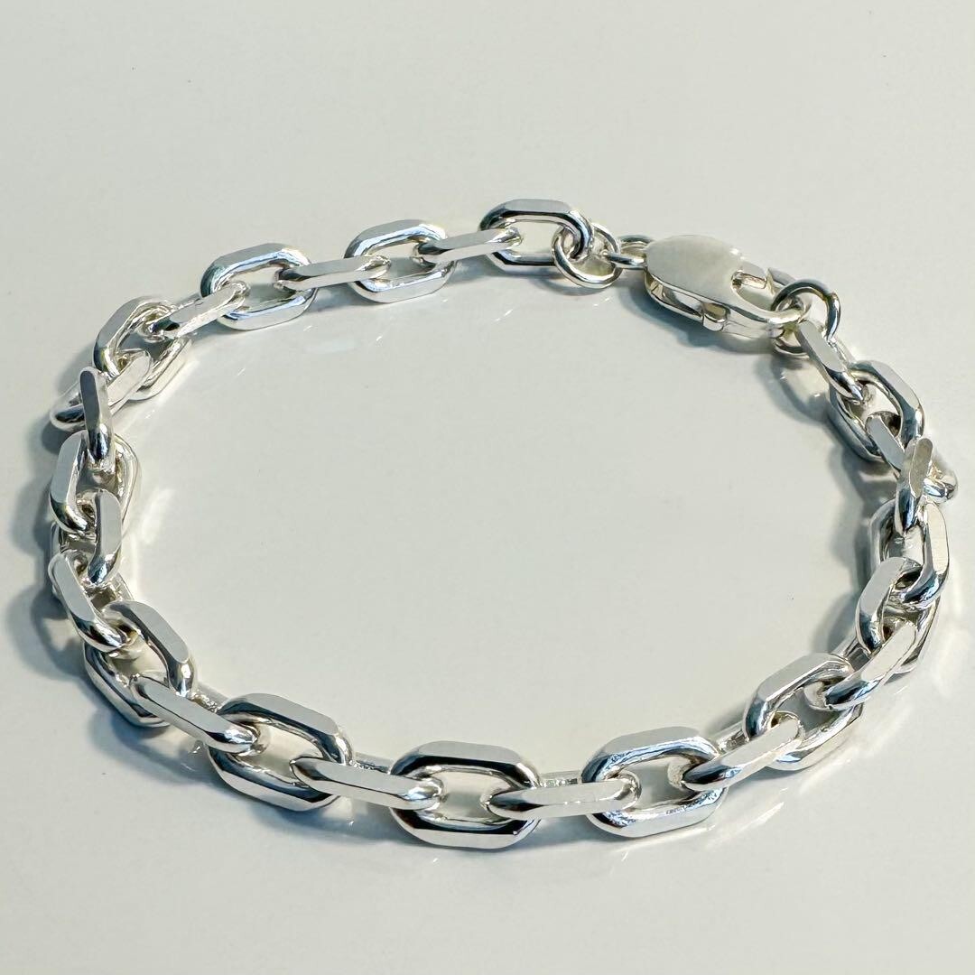 【 mexican jewelry 925 】 Vintage TAXCO Mexican Silver 925 Square Chain Bracelet 7.87