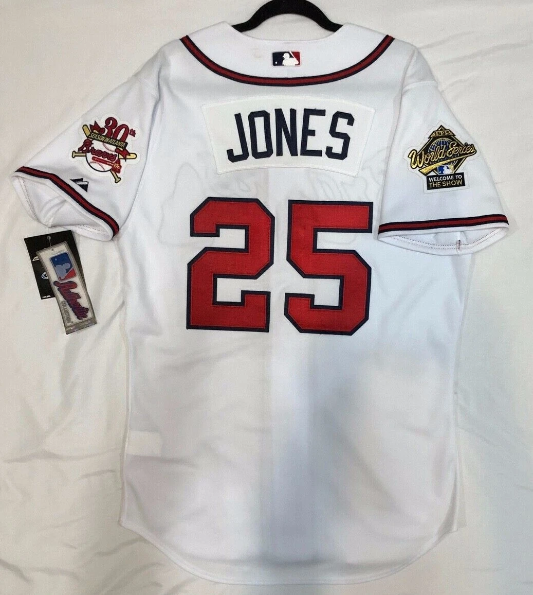 RARE MAJESTIC ATLANTA BRAVES RED BASEBALL JERSEY