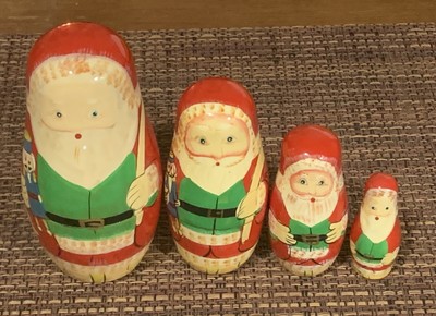 vintage wooden santa nesting dolls