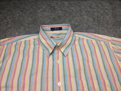 Alan Flusser Shirt Extra Large Mens Multicolor Stripe Button Down Long Sleeve XL
