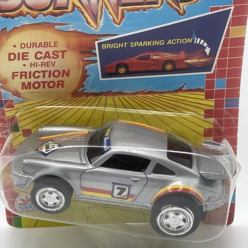 Funrise #7 Porsche 1988 Vintage Toy Car Silver Sports 4.5" RARE AFTER BURNERS - Picture 3 of 8