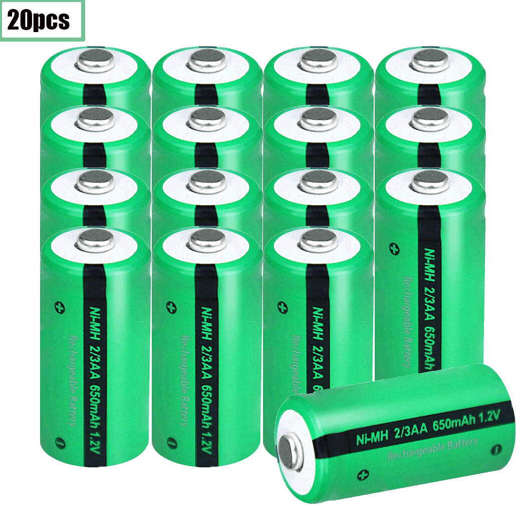 20X Rechargeable Batteries NiMH 2/3AA 1.2V 650mAh Garden Solar Lights Battery US-image