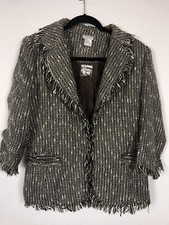 Spiegel Tweed Fringe Work Career Blazer Jacket Sz 6