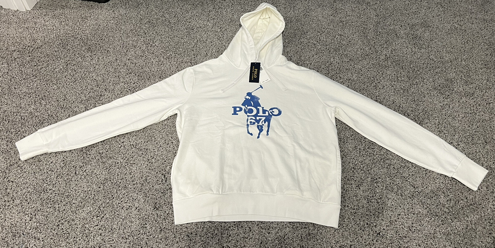 NUOVO!! Polo Ralph Lauren Polo Pony felpa con cappuccio e coulisse uomo taglia large.