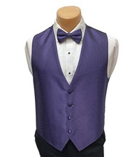 Men's Flow Formals Purple Rain Tuxedo Vest with Tie Bow Long Closeout Discount