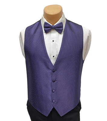 Tuxedo Vests Mens Purple Vest And Bow Tie Purple BLACK Tones
