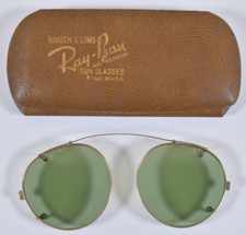 Vtg 1930's-40's B L RAY-BAN Clip-On Sunglasses 12k Gold Filled in Original Case 