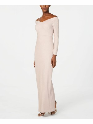 calvin klein one shoulder metallic gown