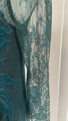 Free People Swan Lace Mini Party Dress Emerald Green Motif FP Exclusive Small - Picture 8 of 16