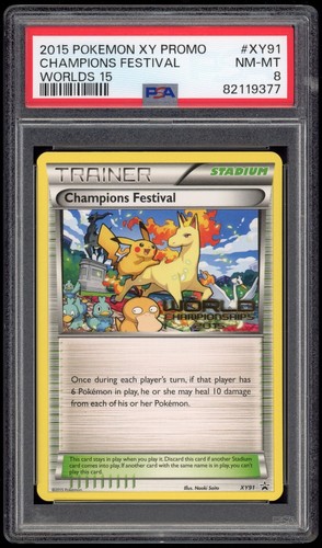 Tarjeta promocional PSA 8 casi nueva 2015 English Champions Festival Pokémon Worlds XY91 - Imagen 1 de 2