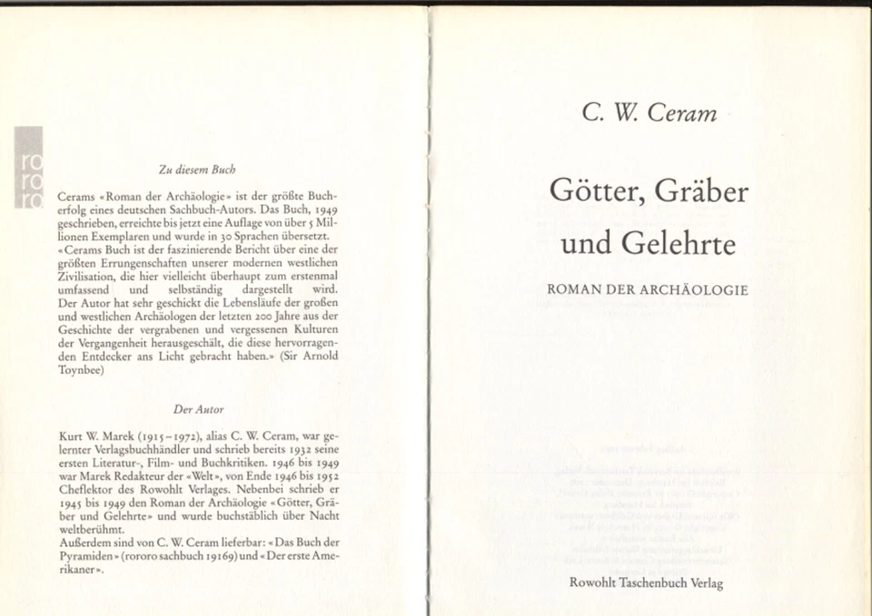 C. W. CERAM★GÖTTER, GRÄBER UND GELEHRTE–Roman der Archäologie★rororo 2005★S. GUT - Bild 4 von 4