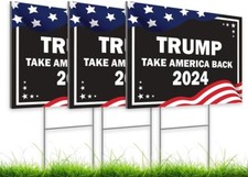 Pack of 3 Trump 2024 Yard Sign - 12x16 Coroplast Donald 2024 colorfull