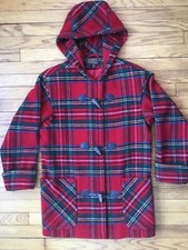 Eddie Bauer Jacket Womens Petite XS Red Tartan Plaid Vintage Wool USA Made