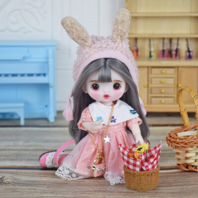16cm 1/8 Ball Jointed BJD Doll Cute Face Makeup Handmade Children's B-day Gift