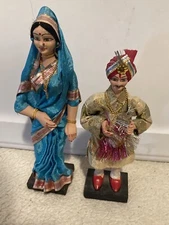 India Art Dolls - Wedding Couple Krishna Hindu - Indian - Set of 2 w/ Pedestals