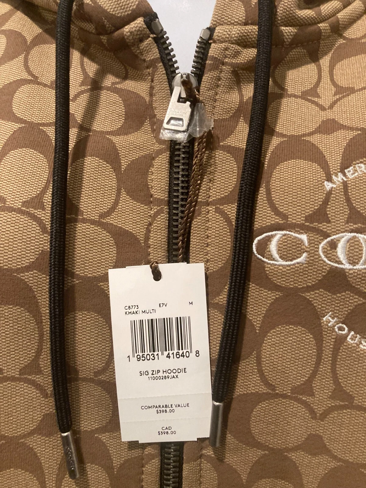 Coach Signature Felpa con Cappuccio Zip Donna Cachi Multi Taglia Media Nuova Con Etichetta