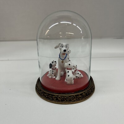 Vintage Disney 101 Dalmatians Perdita & Pups CLEAR Glass Dome