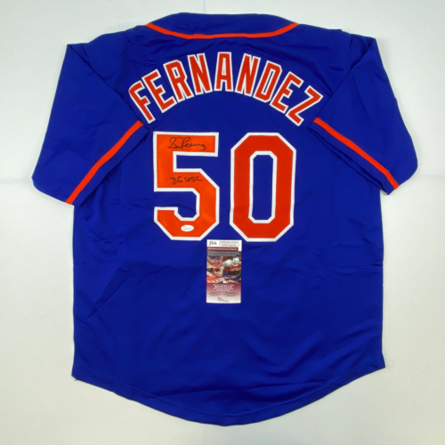 Autographed/Signed Sid Fernandez 86 WSC New York Blue Baseball Jersey JSA COA - Picture 1 of 4