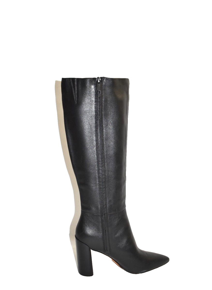 New! Vince Pilar 98MM Leather Knee-High Boots Black Size 10 US