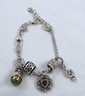 3 Charms and 2 Spacer Beads Brighton Silver Plated Charm Bracelet with