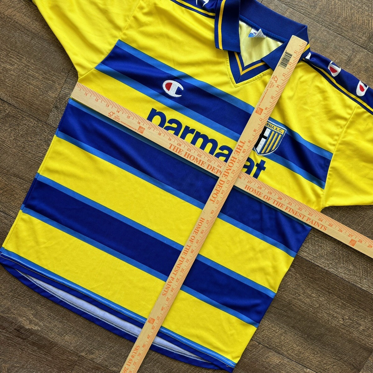 VTG Mens XL Champion Parmalat A.C. Nakata #10 Striped Home VTG Mens XL Champion Parmalat A.C. Nakata #10 Striped Home