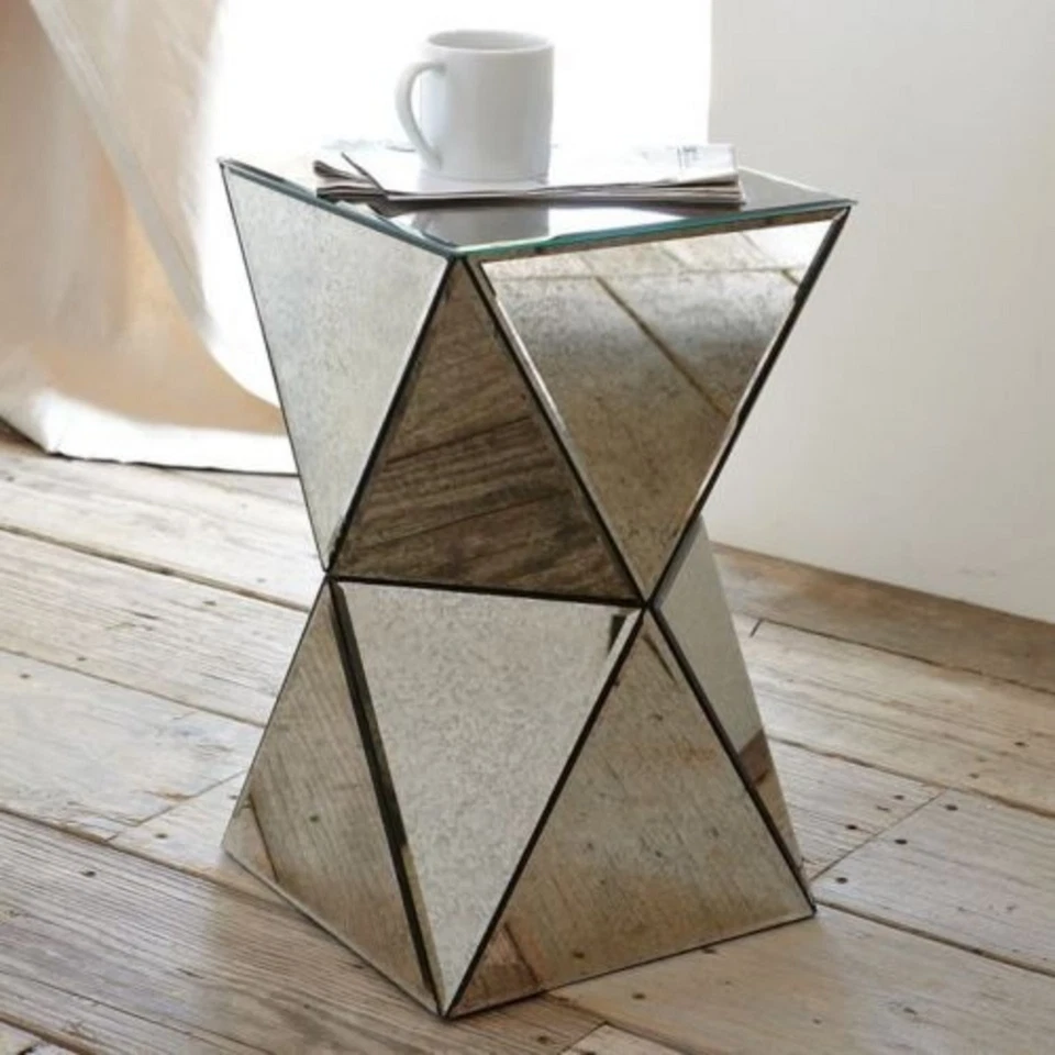 DIAMOND Mirrored Bedside Table Side End Table Stand Living Room Bedroom