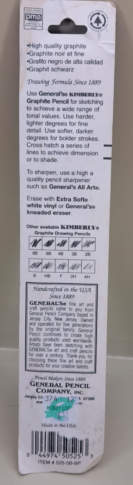 Kimberly 525-5B-BP Premium Graphite Drawing Pencils 2 Pk Extra Smooth