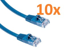 Lot of 10 - Cat5e UTP Booted Ethernet Patch RJ45 Internet Cable BLUE - 10 feet