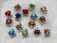 250 Silver Mixed Color Crystal Glass Rose Montees 4mm Sew on Rhinestones Beads