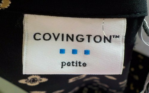Covington Blouse Size PL NWOT Black Print V Neck Long Sleeves Collared Polyester - Picture 8 of 11