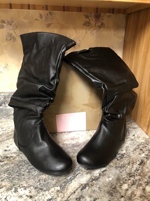 black wide calf boots size 10