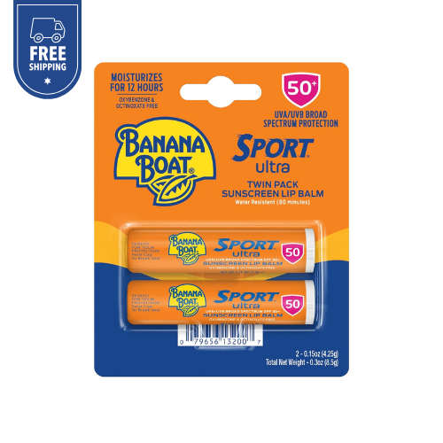 Banana Boat SPF 50 Sport Sunscreen Lip Balm Twin Pack Sweat Water Resistant