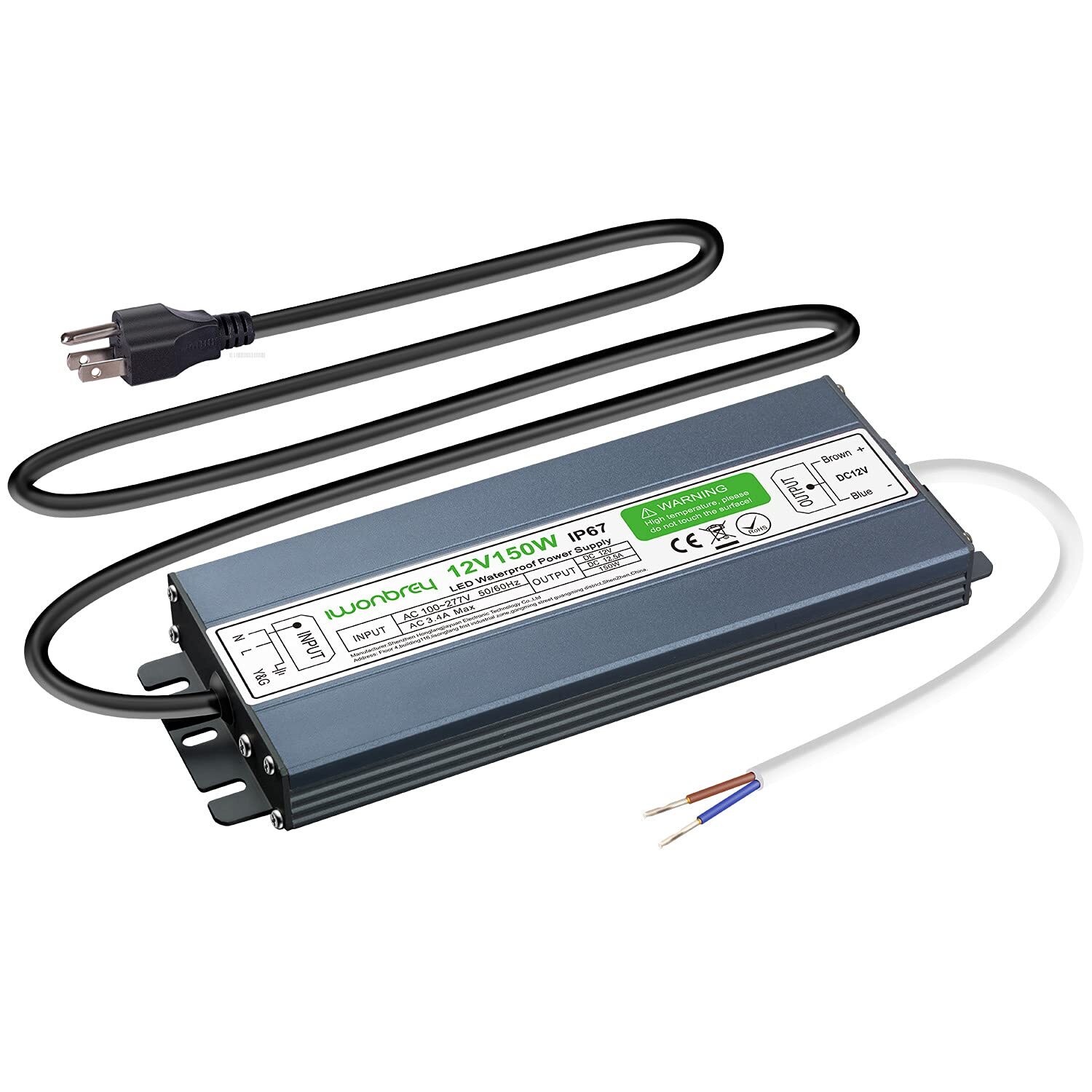 Led Driver 150 Watts Waterproof Ip67 Ac 110260v To 12v 12.5a Low Voltage Transfo