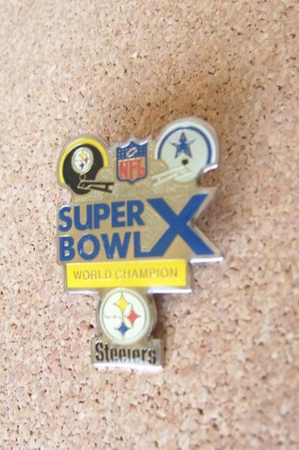 SB S.B. Super Bowl 10 X Champions Steelers Cowboys medium pin blue variety
