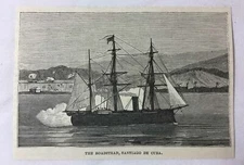 1877 magazine engraving ~ THE ROADSTEAD, SANTIAGO DE CUBA