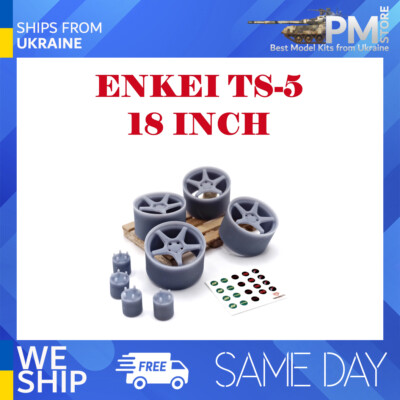 Yamamoto YMPRIM7 1/24 Resin wheels ENKEI TS-5 18inch ADAPTERS, DECALS