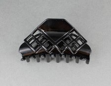 Black hair clip plastic 3 3/8" long big barrette claw clamp cut out pattern