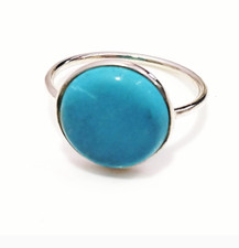 Natural Turquoise Gemstone Handmade 925 Sterling Silver Ring Size 7, Gift Ring