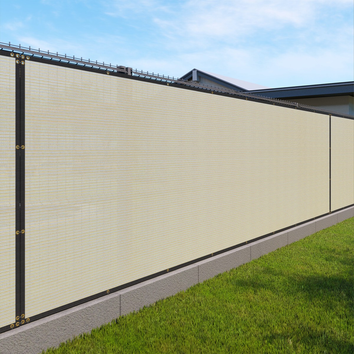 Privacy Fence Screen 8' X 25' Heavy Duty Windscreen Fencing Mesh Shade Cover For Outdoor Garden Patio Pool Chain Link Fence Beige