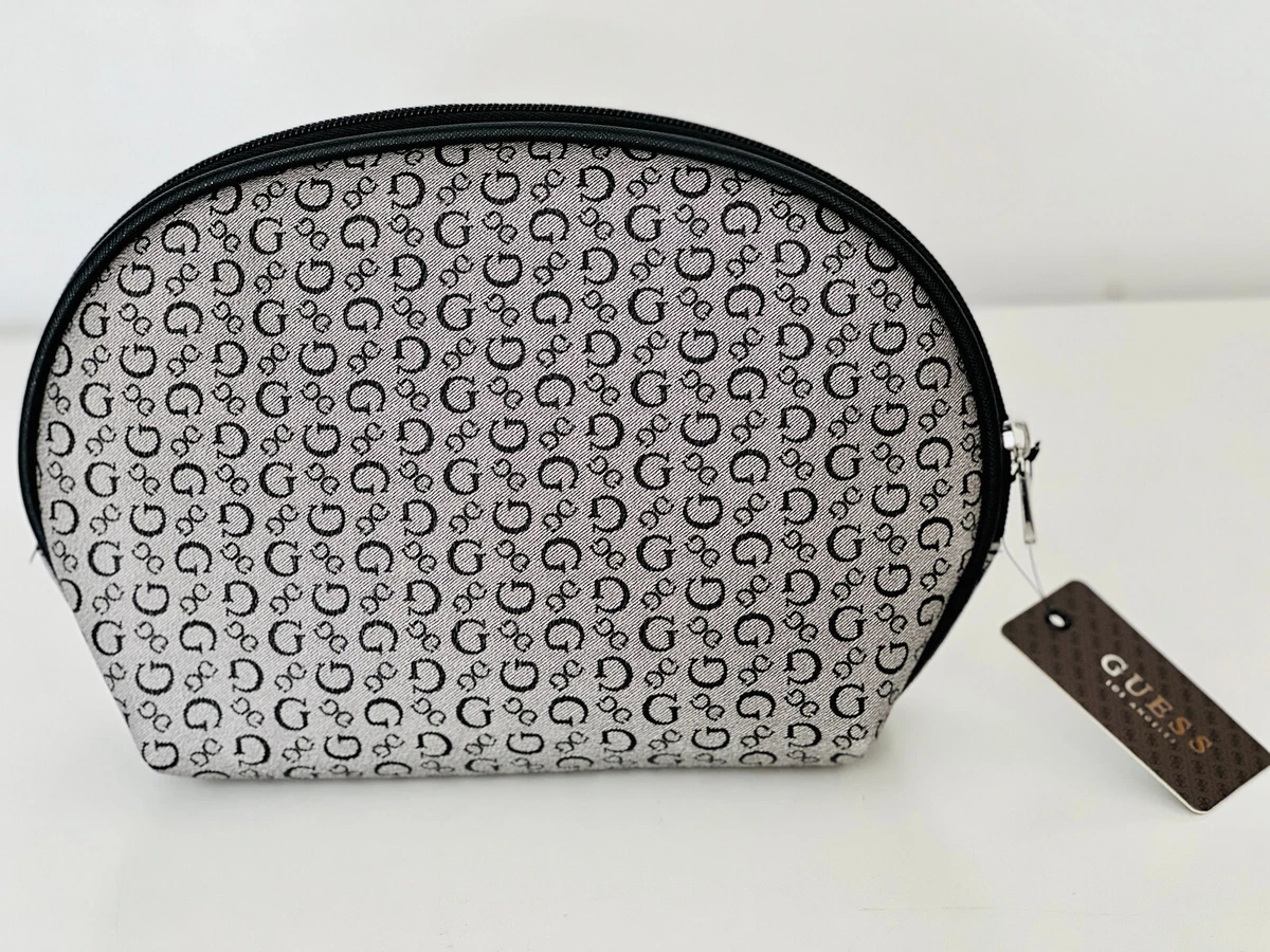 NEW GUESS BLACK JUNCTION DOME COSMETIC CASE TRAVEL POUCH BEAUTY BAG SALE