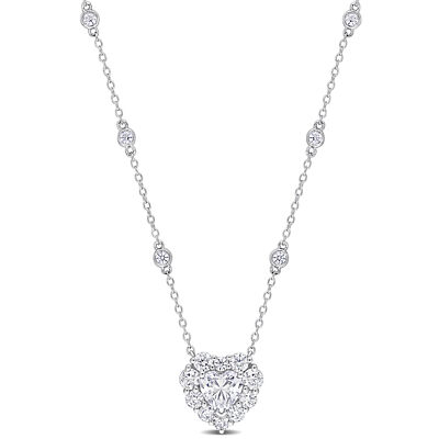 Amour Sterlingsilber 2,07 ct Tau Herz geschaffen Moissanit Bahnhof Halskette