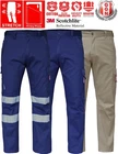 Mens Cargo Work Pants Stretch Cotton Side Pockets Straight Fit Contour Knee Zip