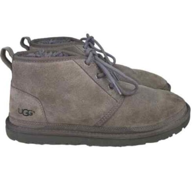 UGG NEUMEL MEN\'S CHUKKA ANKLE BOOTS IN CHARCOLE GRAY SZ 9 UGG Neumel Charcoal Grey Suede Sheepskin Chukka Ankle Boots  main image 3