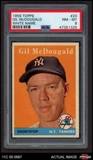 1958 Topps #20 Gil McDougald White Name Yankees COMMON VARIATION PSA 8 - NM/MT
