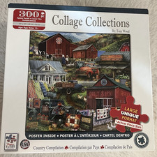 Country Themed Jigsaw Puzzle 300 Pieces~Barn Quilts Trucks~LARGE Pcs~Made in USA