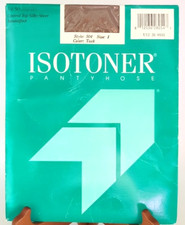 Isotoner Pantyhose Style 504 Control Top Silky Sheer Sandalfoot Size 1 In Teak