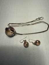 Brown County Baskets Sterling Pendant with Chain and Earings